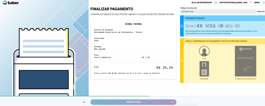 Carteirinha de estudante fazer