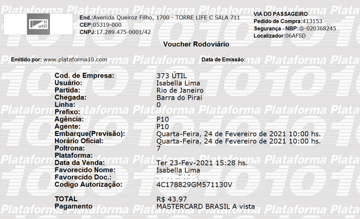 Meu bilhete de compra